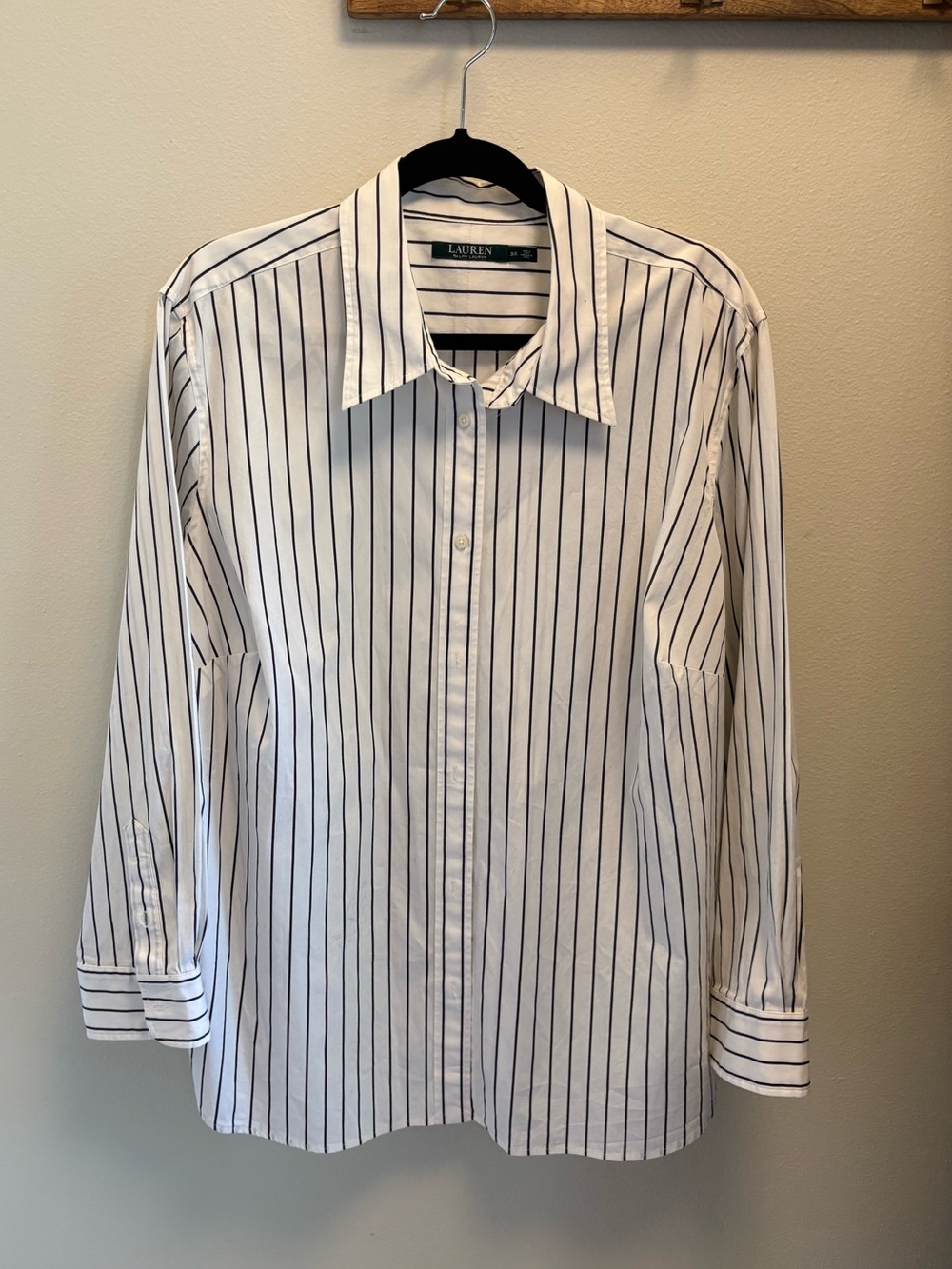 Ralph Lauren White Dress Shirt with Navy Stripes